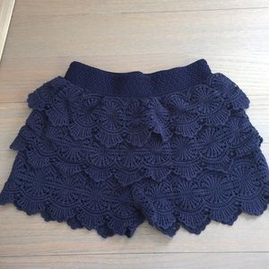 Navy chrochet style girls shorts